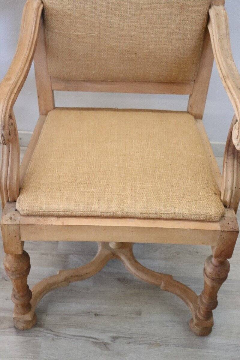 Jute and poplar wood armchairs, 1930s, set of 2