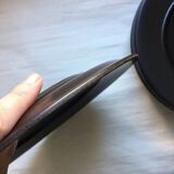 Black Earthenware Plate 21 cm Vintage