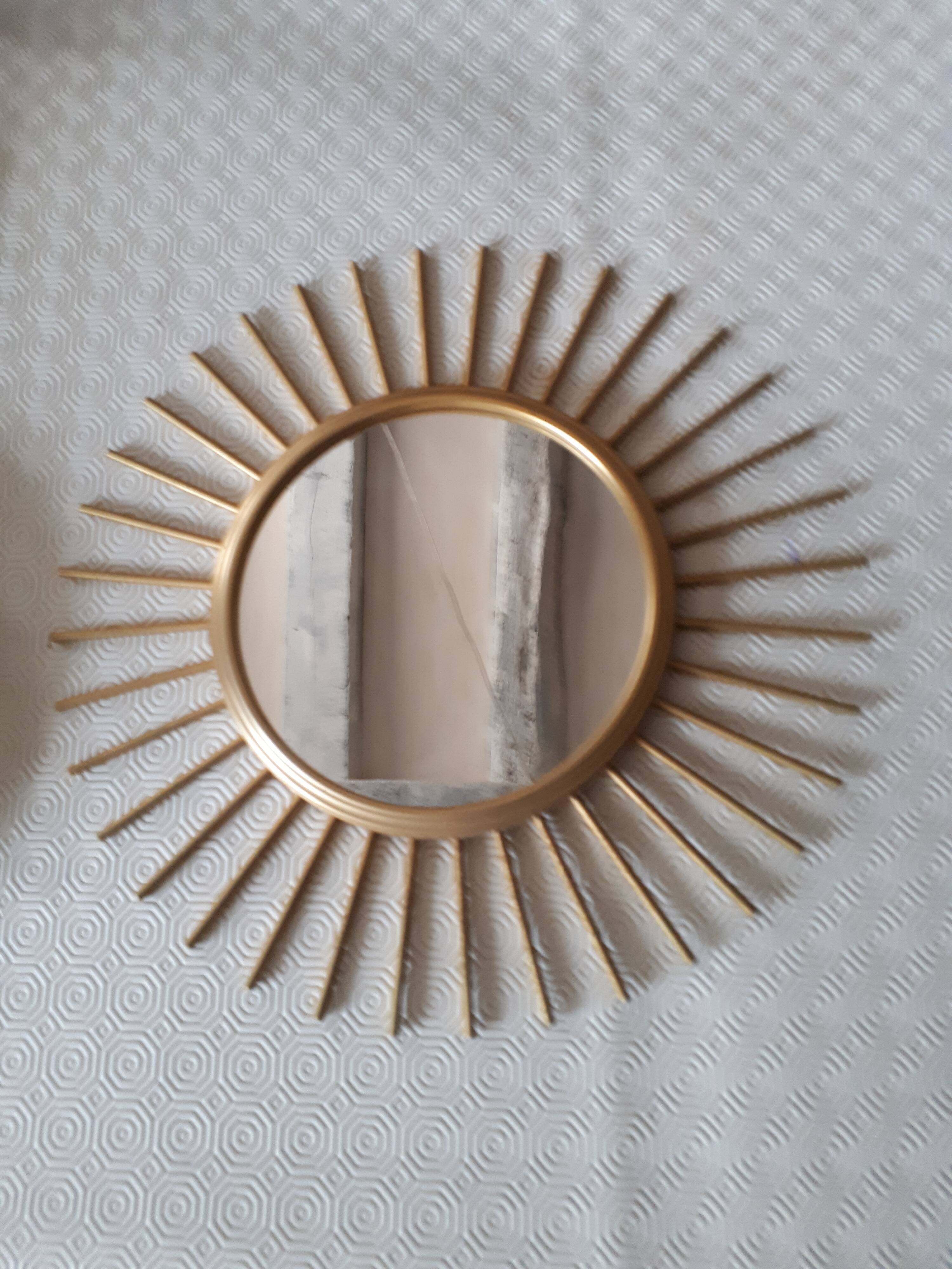 Mirror soleil metal dore 40cm