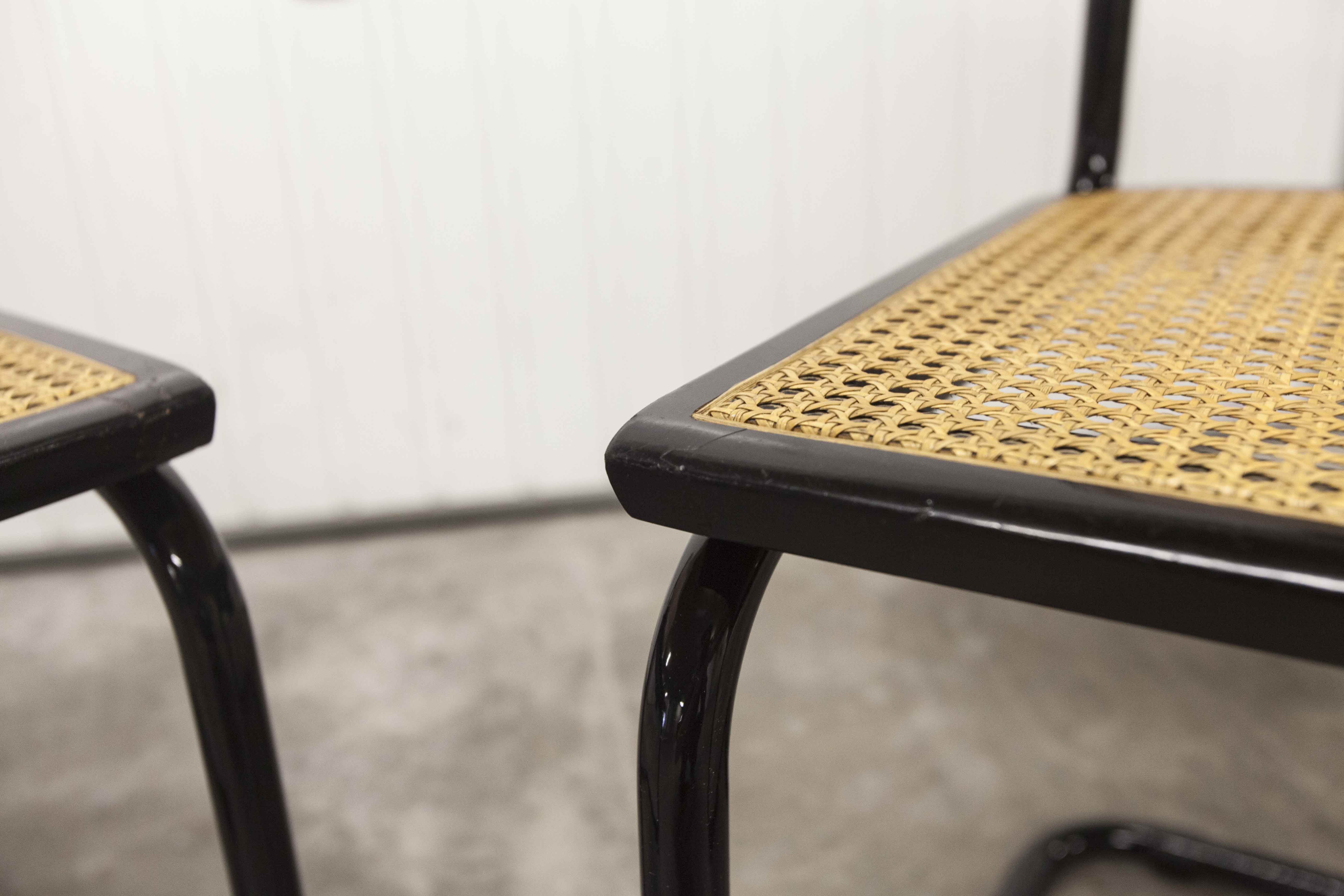 Pair of black Breuer B32 chairs restored, new stamps