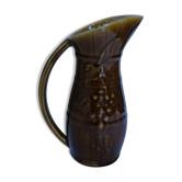 Pichet céramique marron decor grappe raisin Sarreguemines