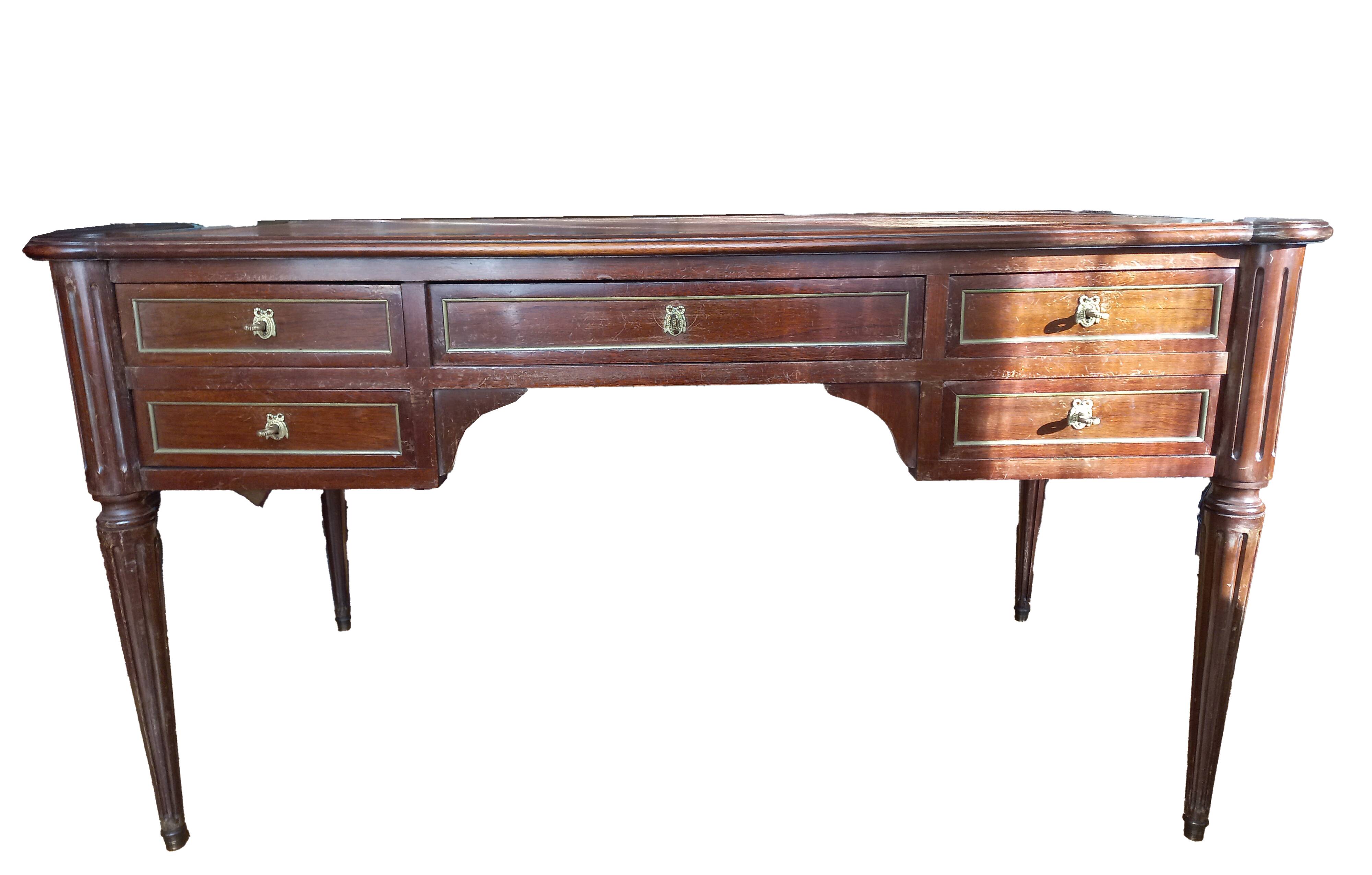 Empire desk with solid wood and leather top