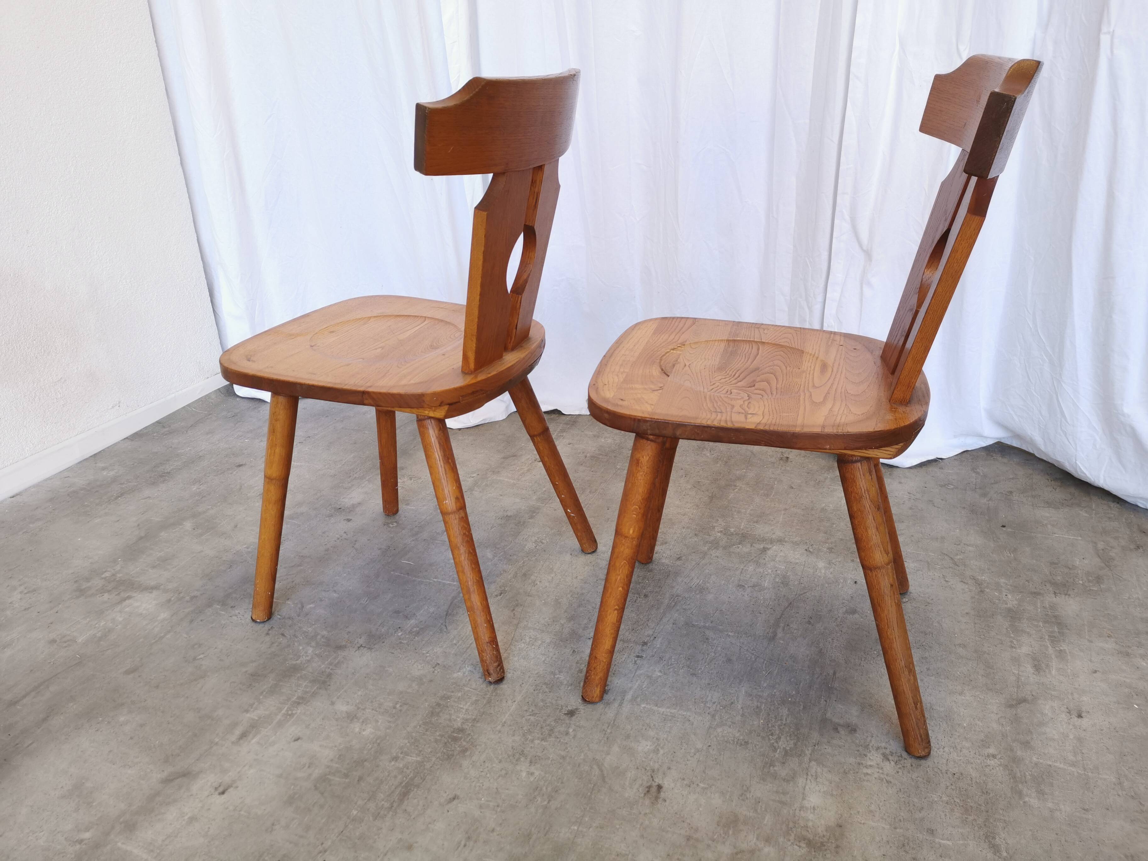 Set of 2 Vintage Wooden Tyrolean Dining Chairs by Ruko Sessel Alois Koller