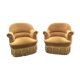 Duo de fauteuils vintage crapaud en tissu or