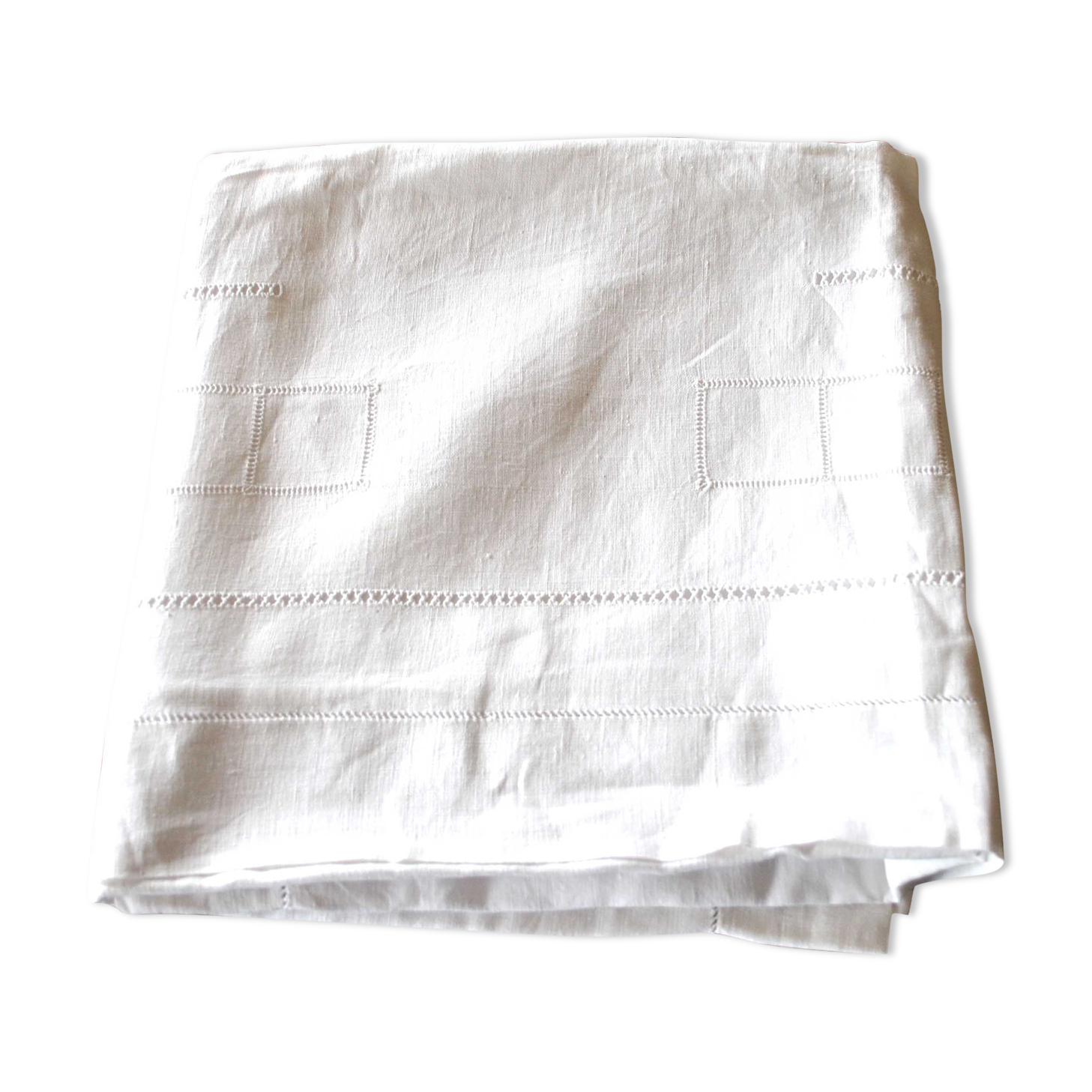 Vintage pillowcase in openwork white cotton 75x75