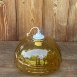 Vintage 70s amber glass pendant light.