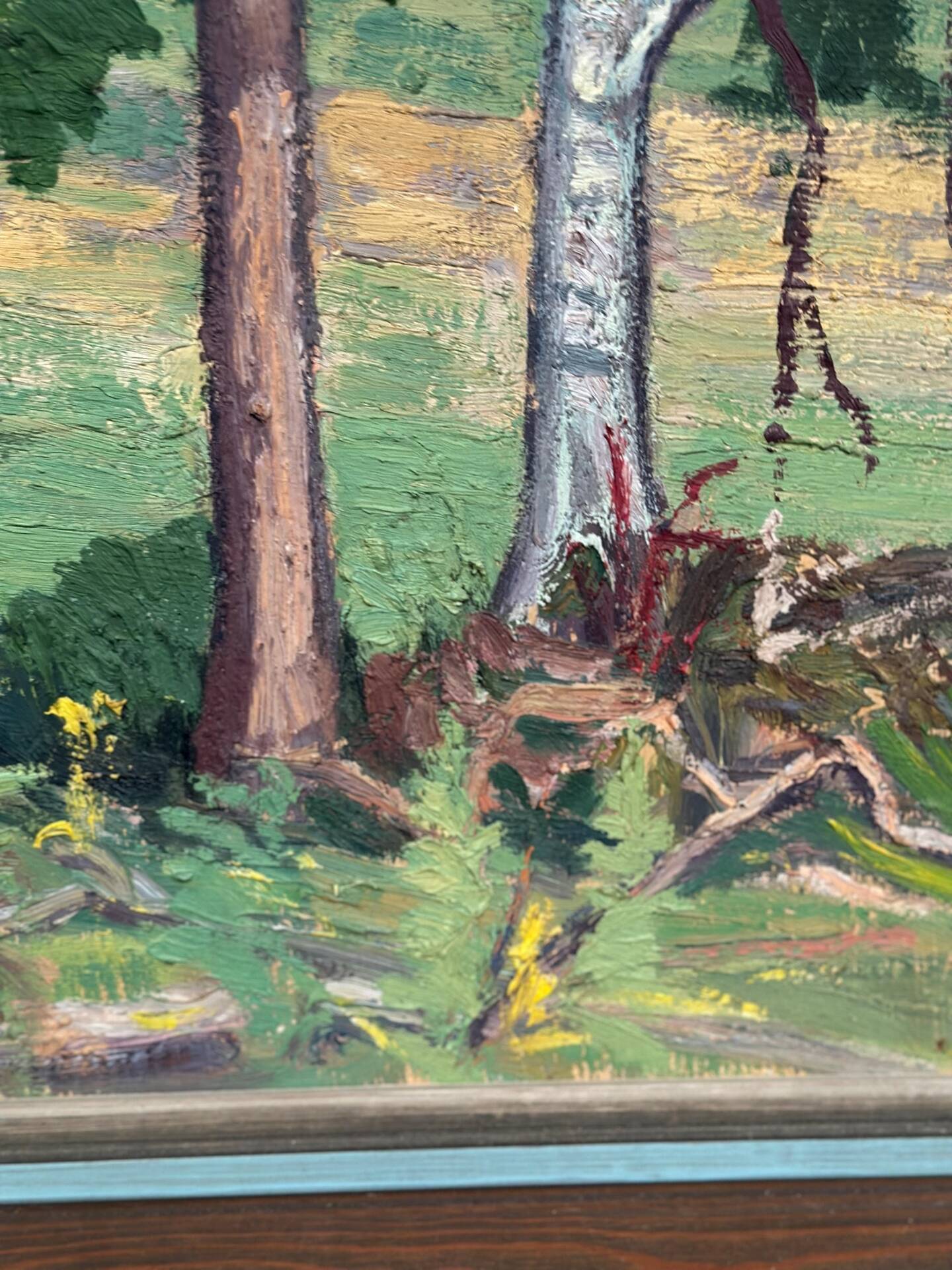 Huile su panneau suédoise – « Forêt » par Bertil Lundgren (1900–1979)