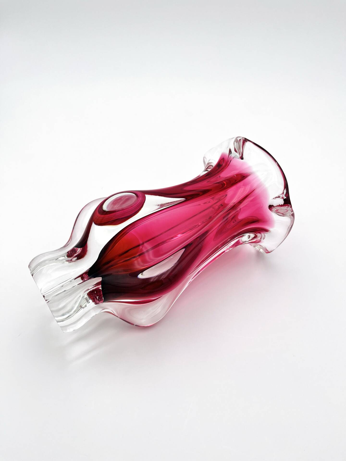 Organic Art Vase Josef Hospodka - Sommerso Ruby/Mandarin