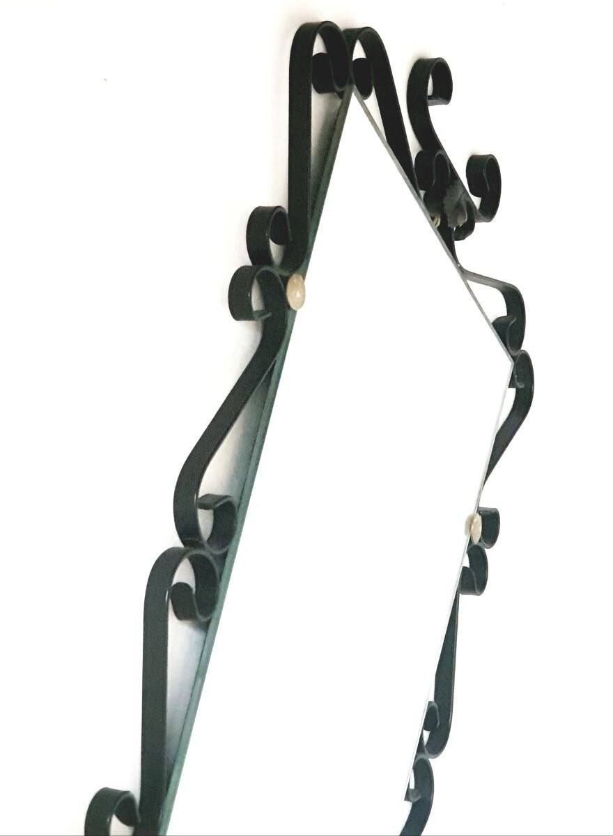 Vintage wrought iron mirror from the 1950s-60s, France.