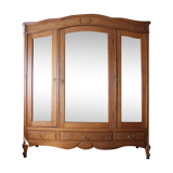 Louis XV style wardrobe in light oak, 3 beveled ice creams