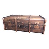 Ancienne malle de transport bois fin xixeme vintage