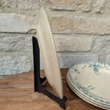 Set of 4 old opaque porcelain plates from Gien, Venice Terre de fer model