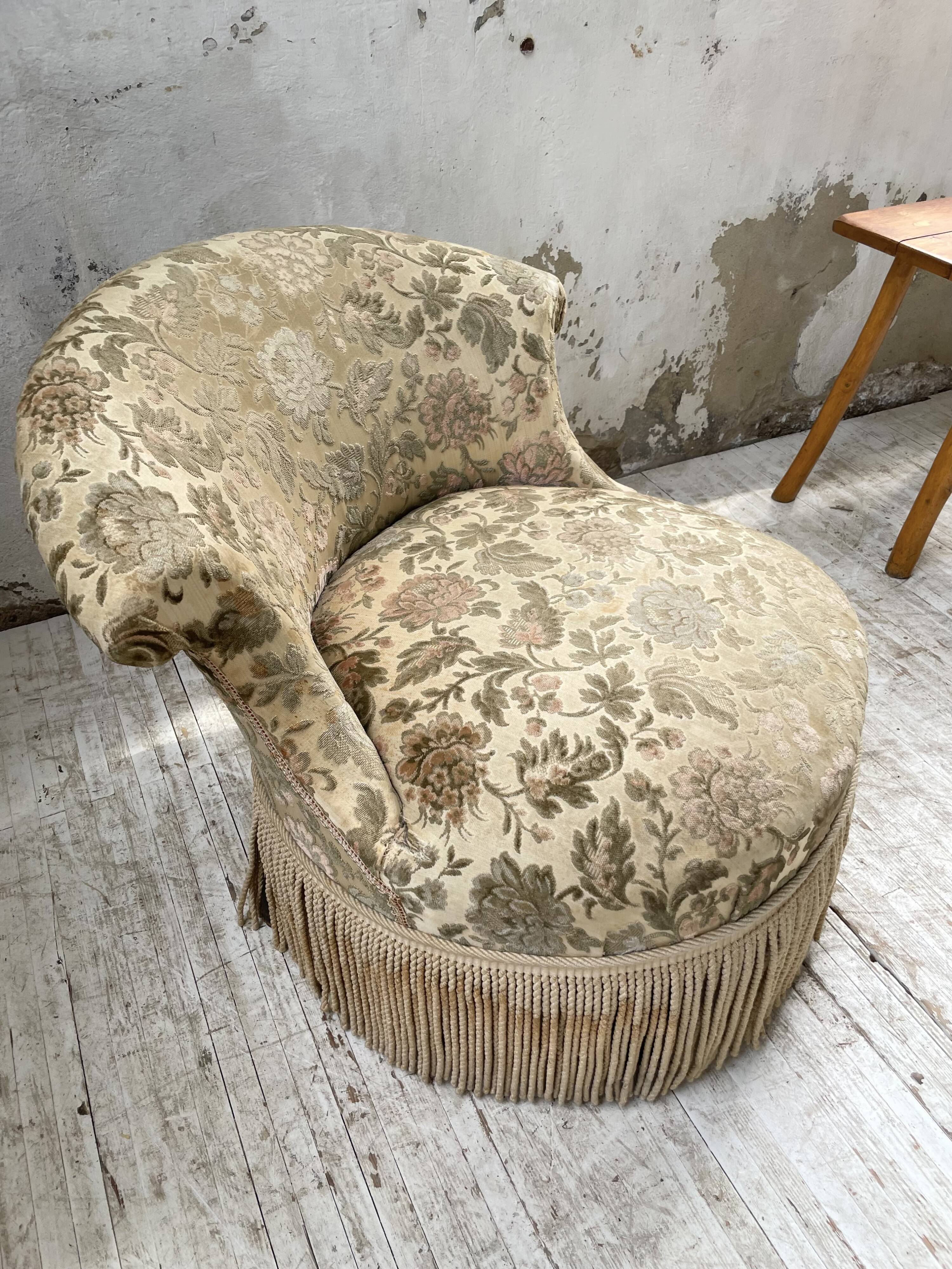 Fauteuil napoléon fleuri XIXème