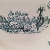 Large Longwy “Pompadour” blue-green plate – circa 1900