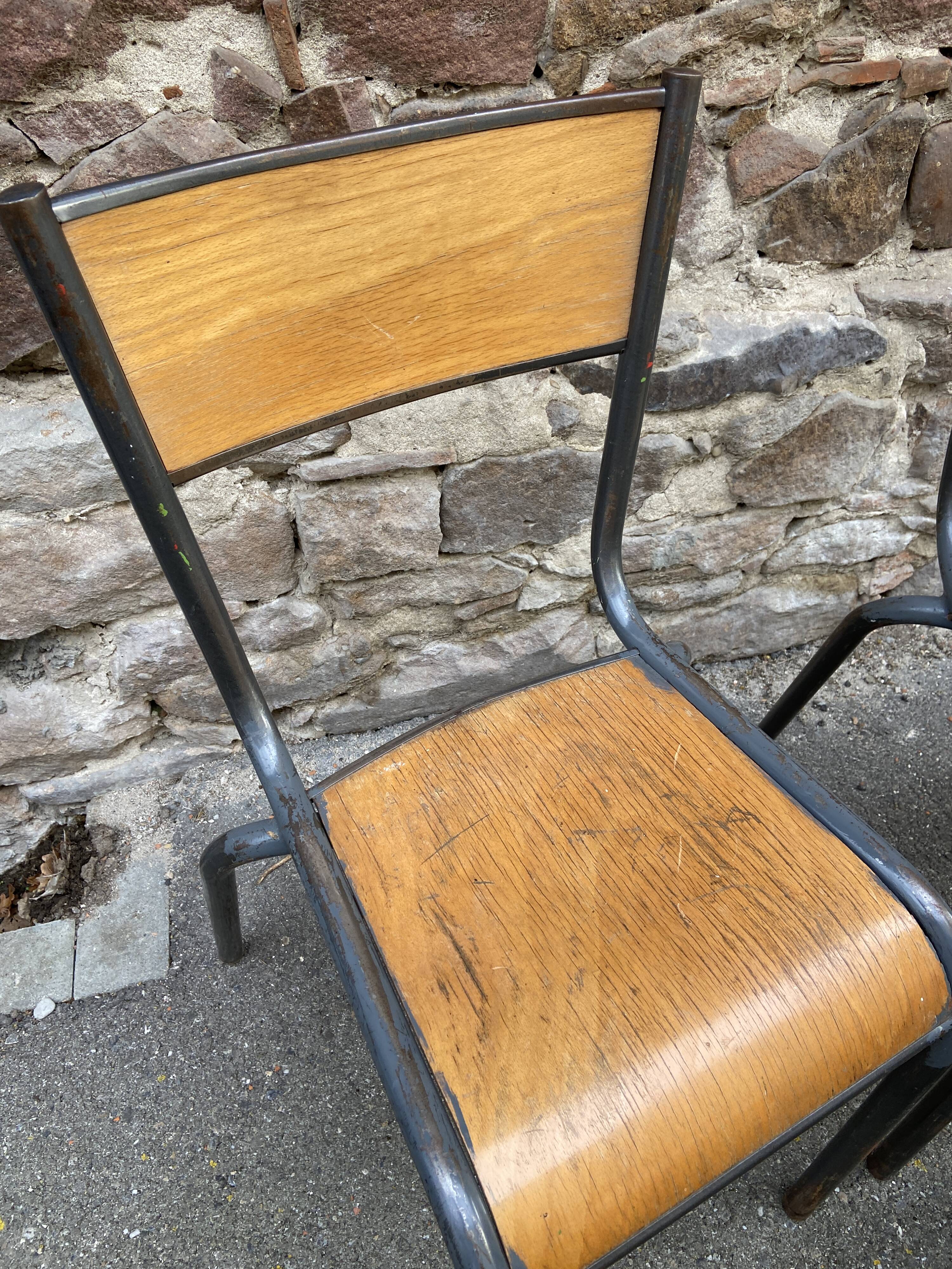 set of 4 industrial school chairs vintage school communities French School chairs Mullca