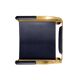 Armchair, aged brass and navy blue leather, contemporary style.