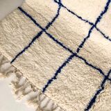 Moroccan Berber carpet Beni Ouarain with largeelle blue checkered 3.08x2m