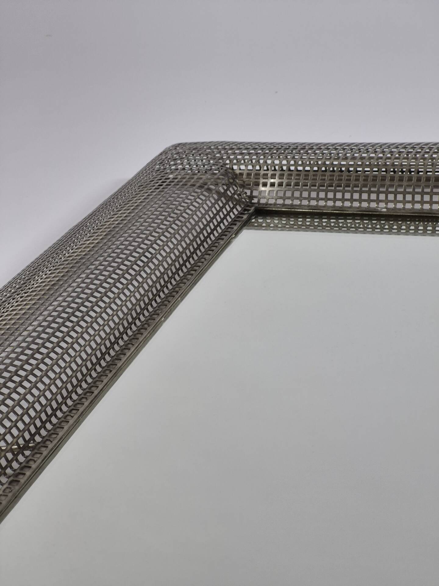 Vintage postmodern metall grid wall mirror