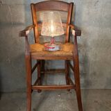 Chaise haute de bébé, ancienne en paille