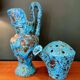 2 vases de charles cart en bleu turquoise fat lava cyclope, 1960s, emaux des glaciers cyclope