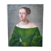 Portrait huile sur toile "Femme élégante" fin 18eme