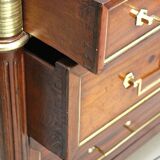 Louis XVI Officer's Chest of Drawers, 19th (19th) Century, Mahogany & Marble