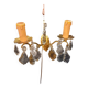 Pair of glass and brass wall lights with tassels, 1950s period