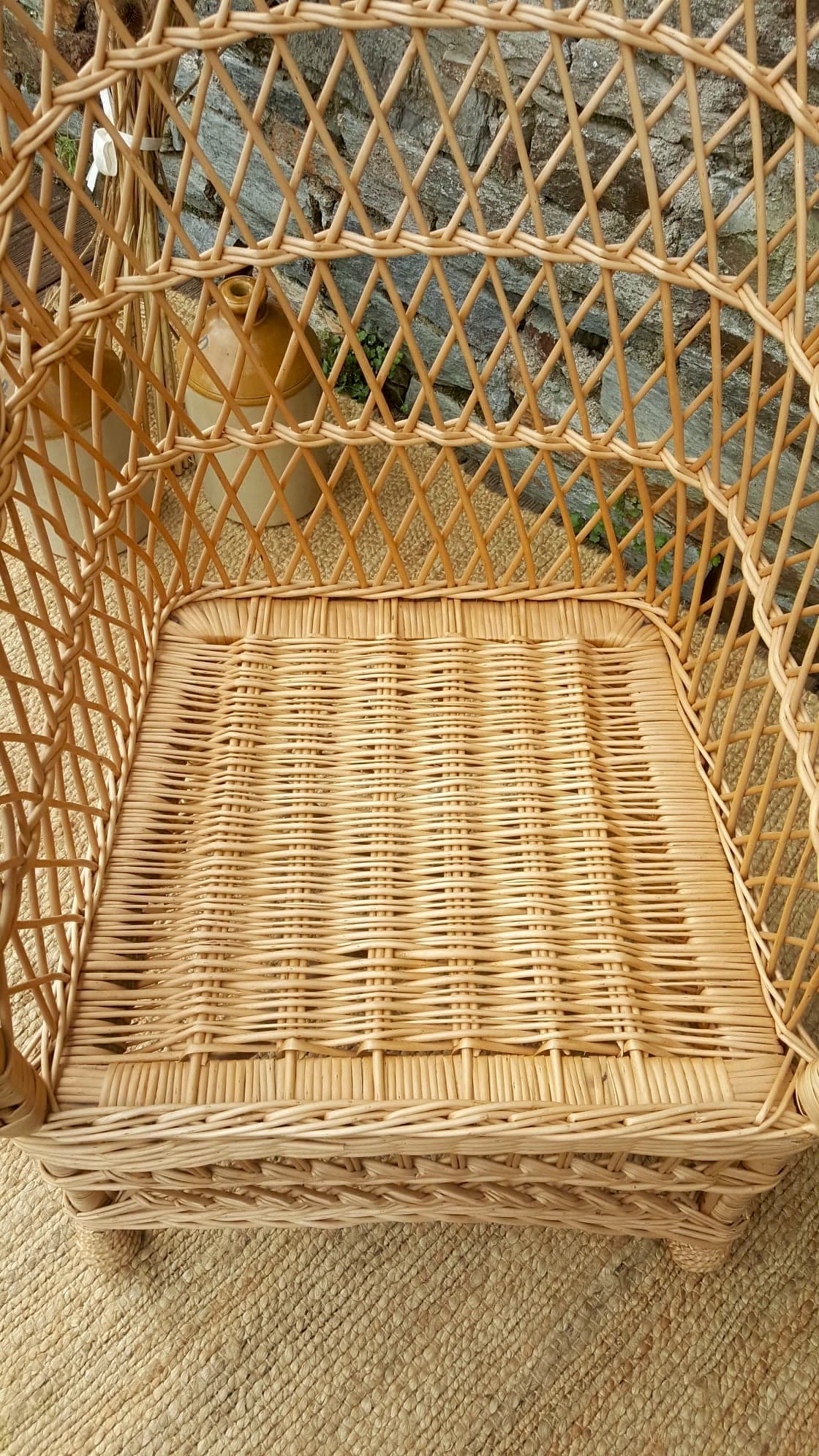 Fauteuil Emmanuelle en rotin vintage 1970