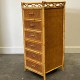 Mid-century rattan highboy / tallboy chest of drawers by Angraves, England, 1970