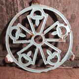 Vintage French light greenish blue cast iron table mat