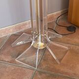 Plexiglass and brass floor lamp. 1970. Italy.