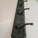 Coat rack in patinated wood and cast iron hooks