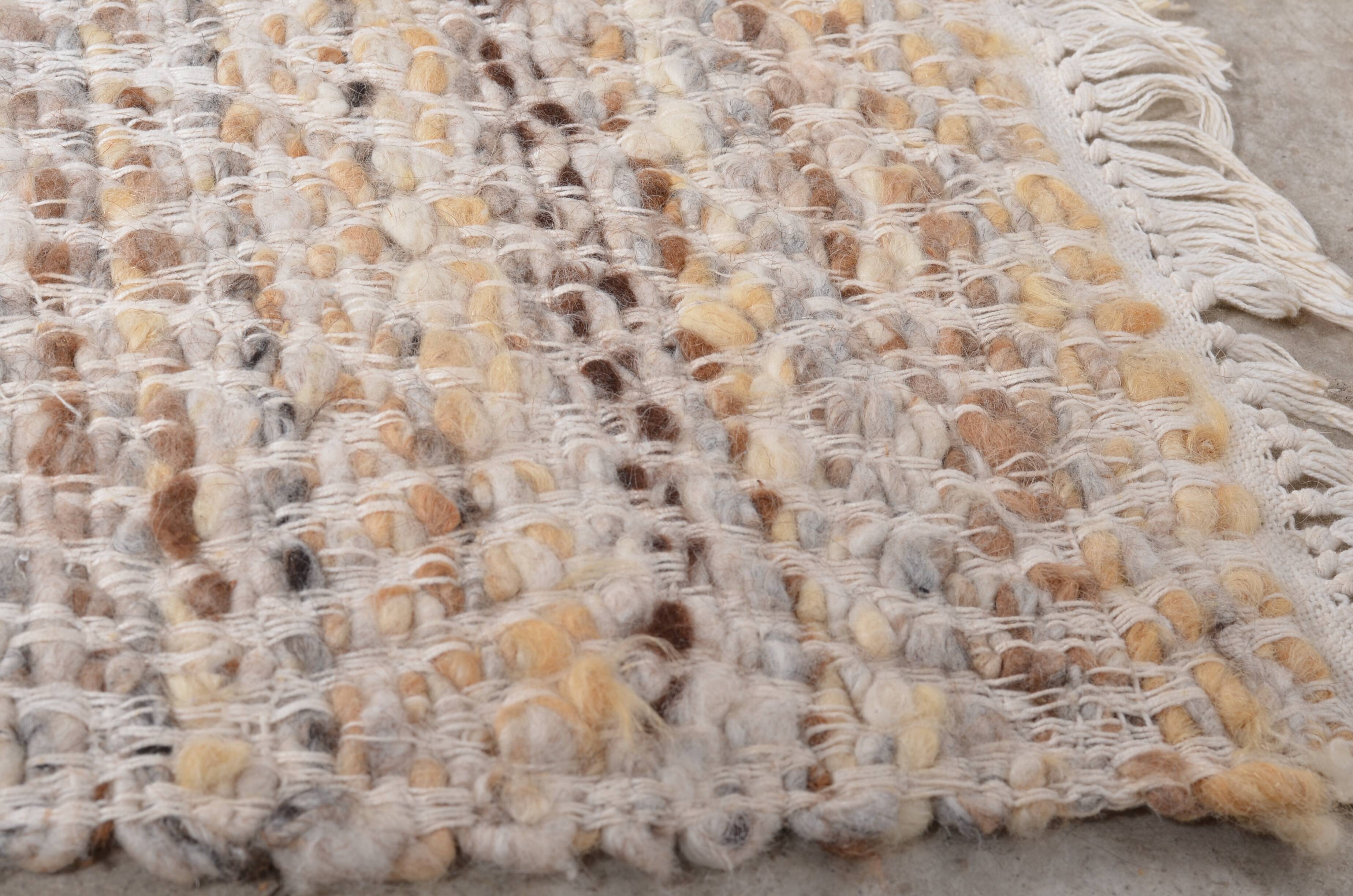 Vintage beige wool rug