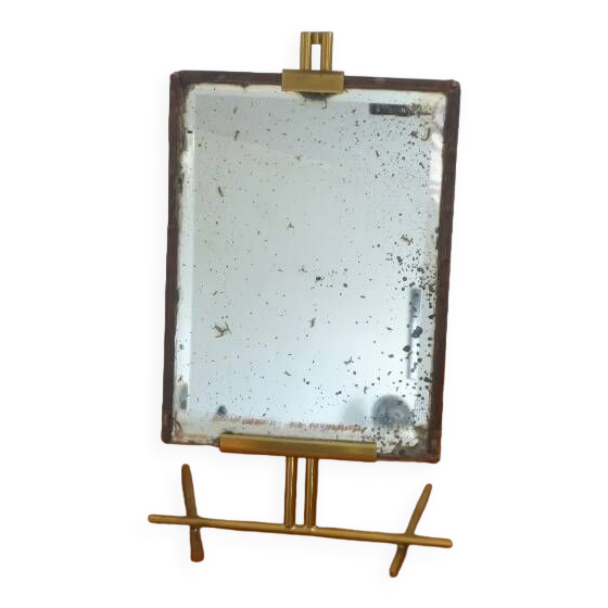 Table mirror on a brass easel