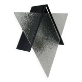 Vintage geometric wall lamp, black metal and glass, France 1950