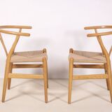 2x Hans Wegner CH24 Oak Wishbone Chairs, 1980s Denmark