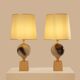 Paire de lampes en céramique et laiton de Philippe Barbier, 1970
