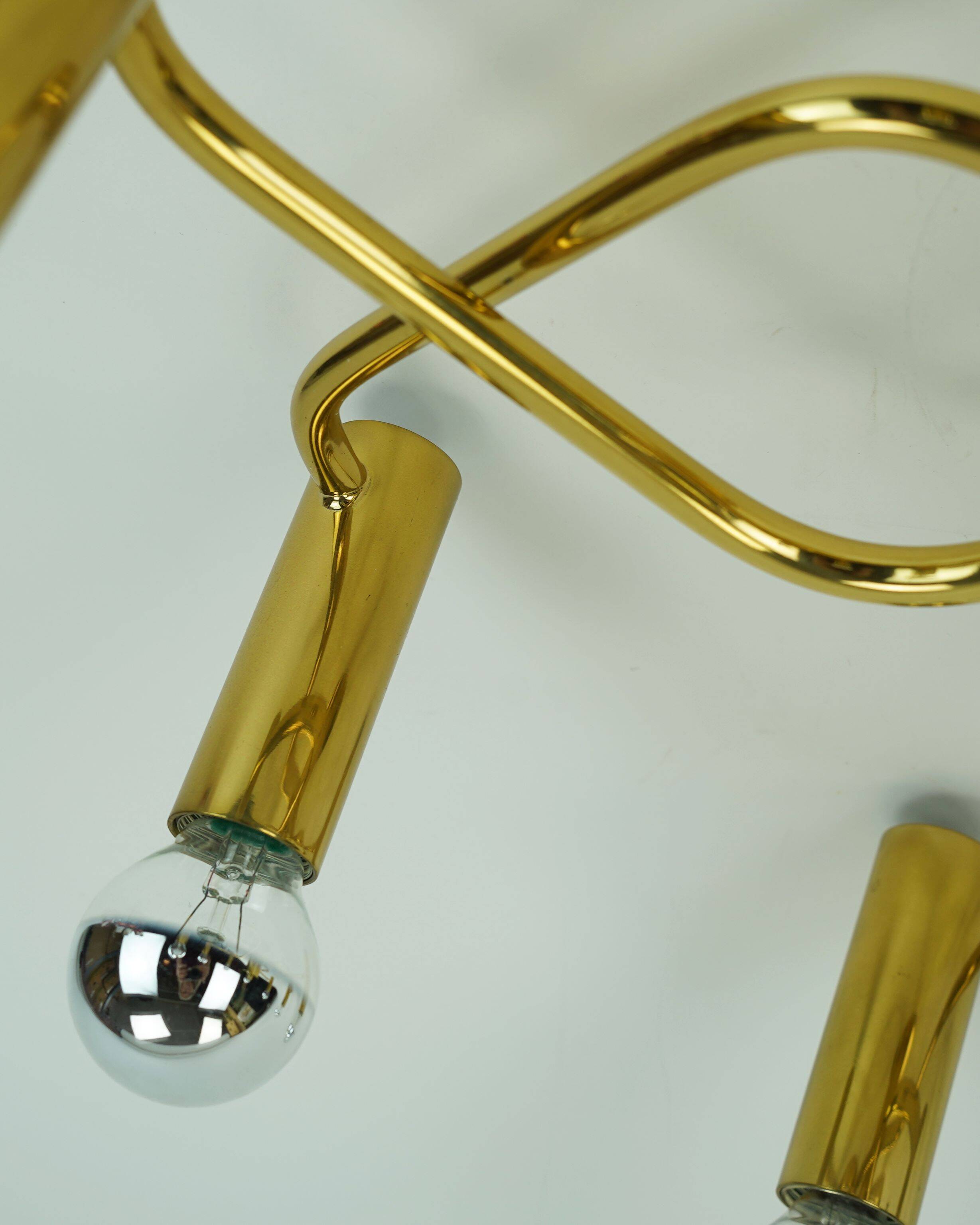 large 1970s sputnik brass CEILING LAMP 8-light ceiling fixture