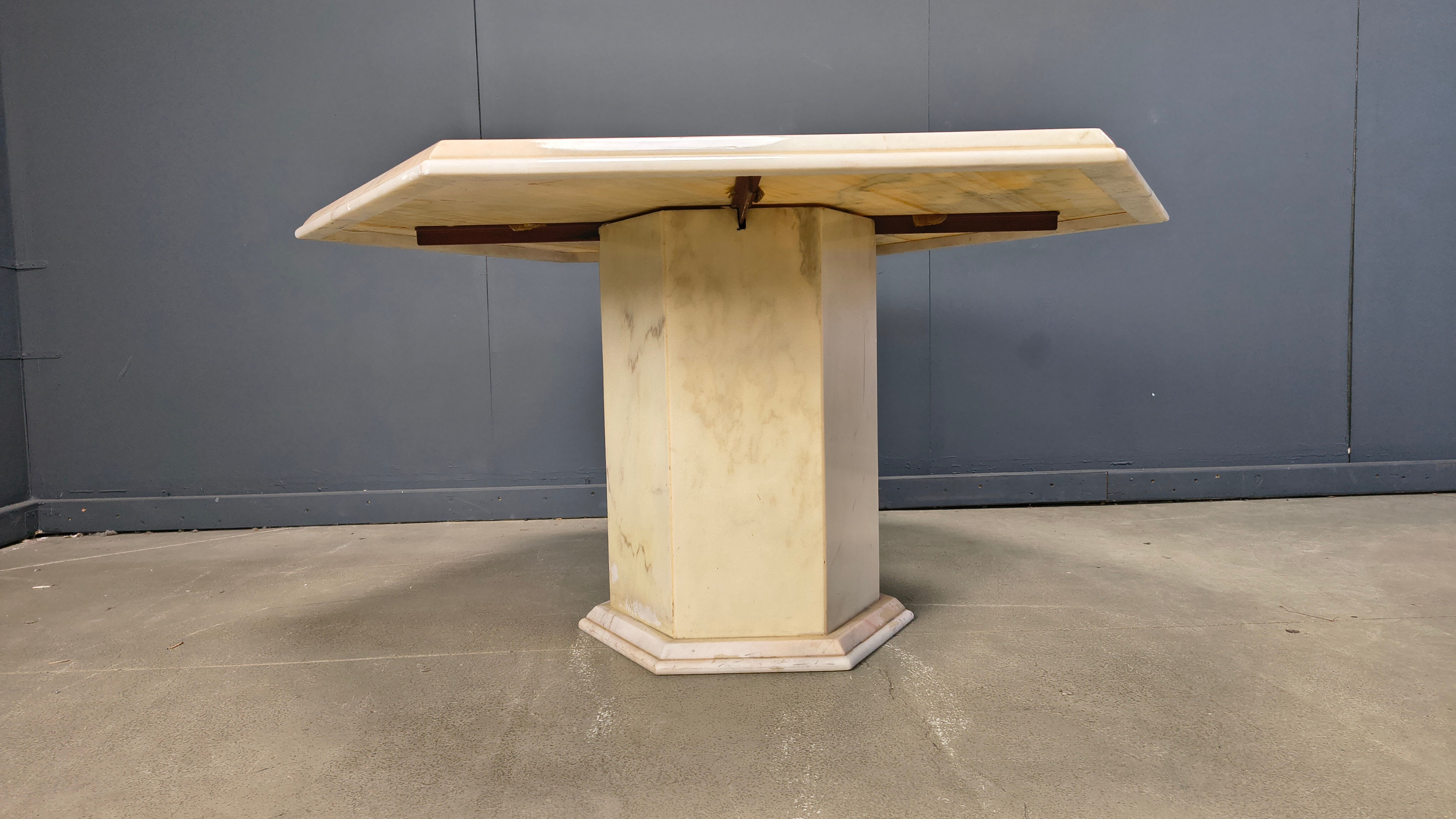 Octagonal Italian marble dining table 1970s