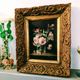 Oil painting on rosewood in a vase, early 20th century