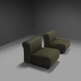 Set of two fabric and fiberglass easy chairs by Alberto Rosselli for Saporiti