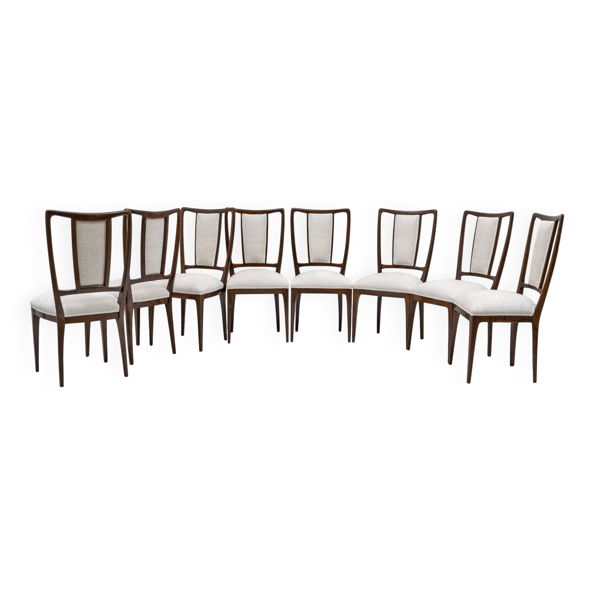 Set of 8 Osvaldo Borsani Mid-Century Modern Italian Bouclè Dining Chairs,50
