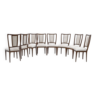 Set of 8 Osvaldo Borsani Mid-Century Modern Italian Bouclè Dining Chairs,50