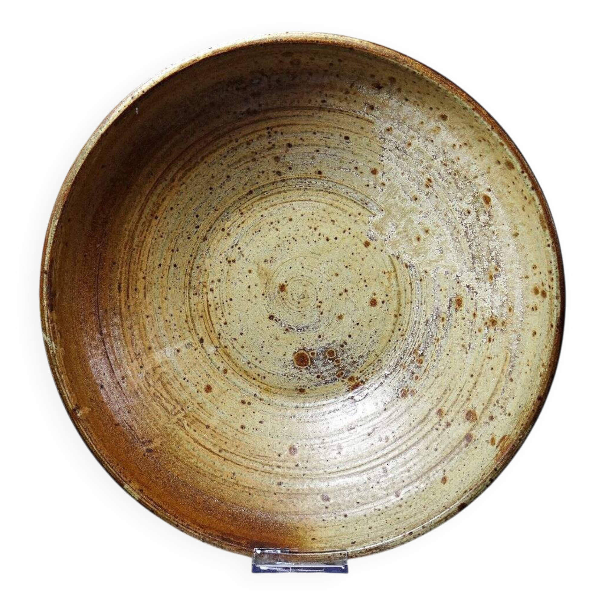 Large vintage Puisaye stoneware fruit bowl attributed to Jean-Pierre Prudhomme