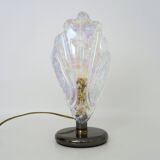 Foliage table lamp in glass and anthracite gray metal. 80 years