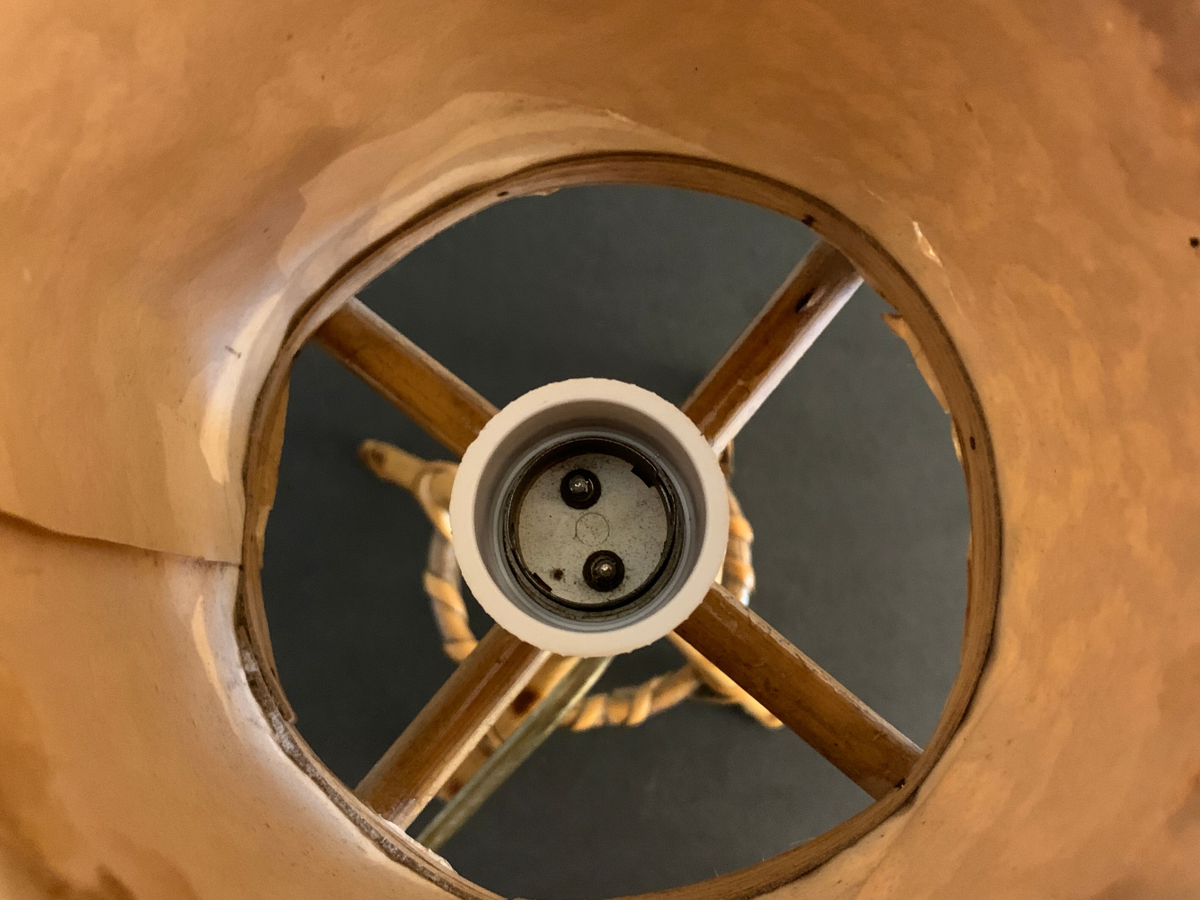 Rattan lamp in the shape of an ellipse Louis Sognot 1950