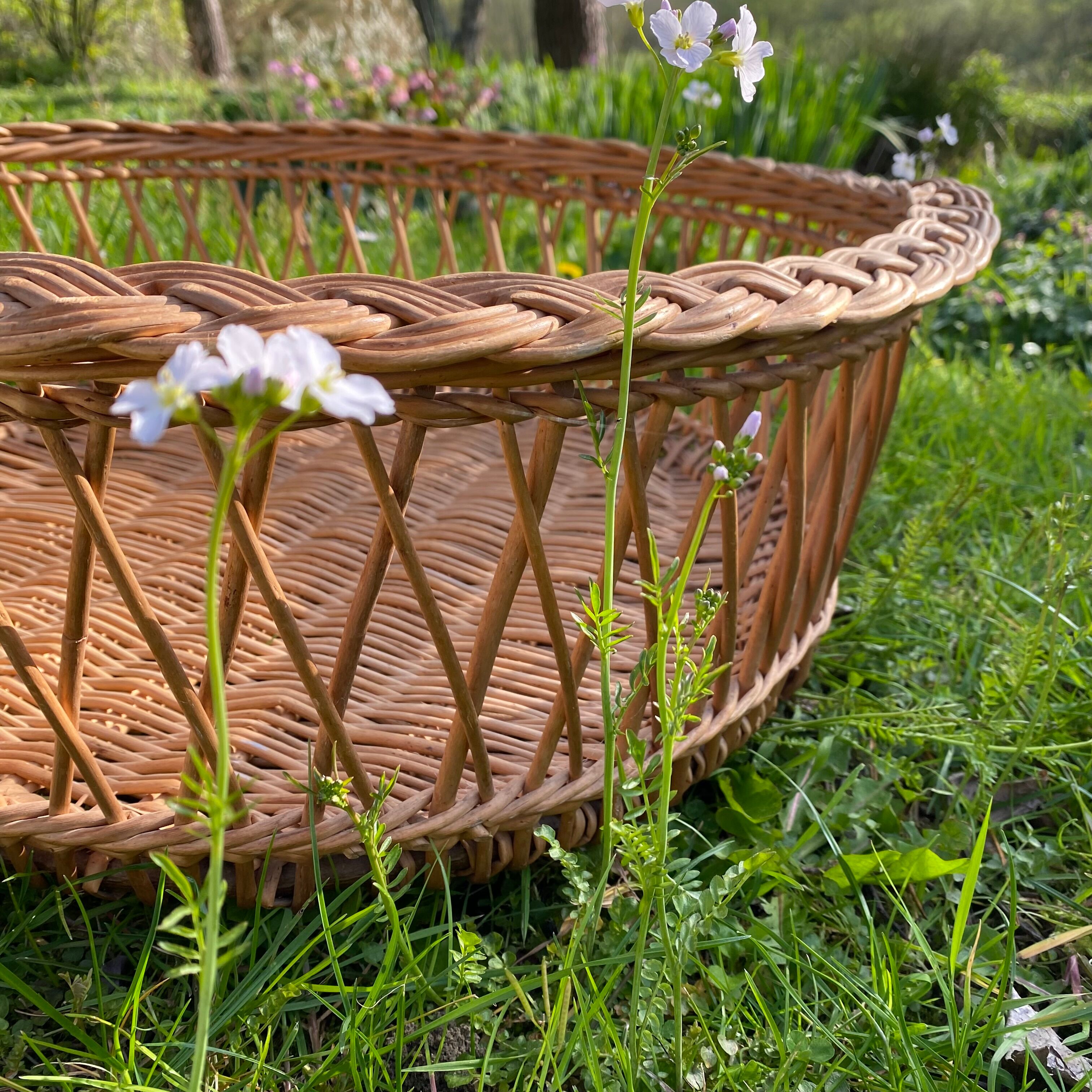 Woven wicker basket