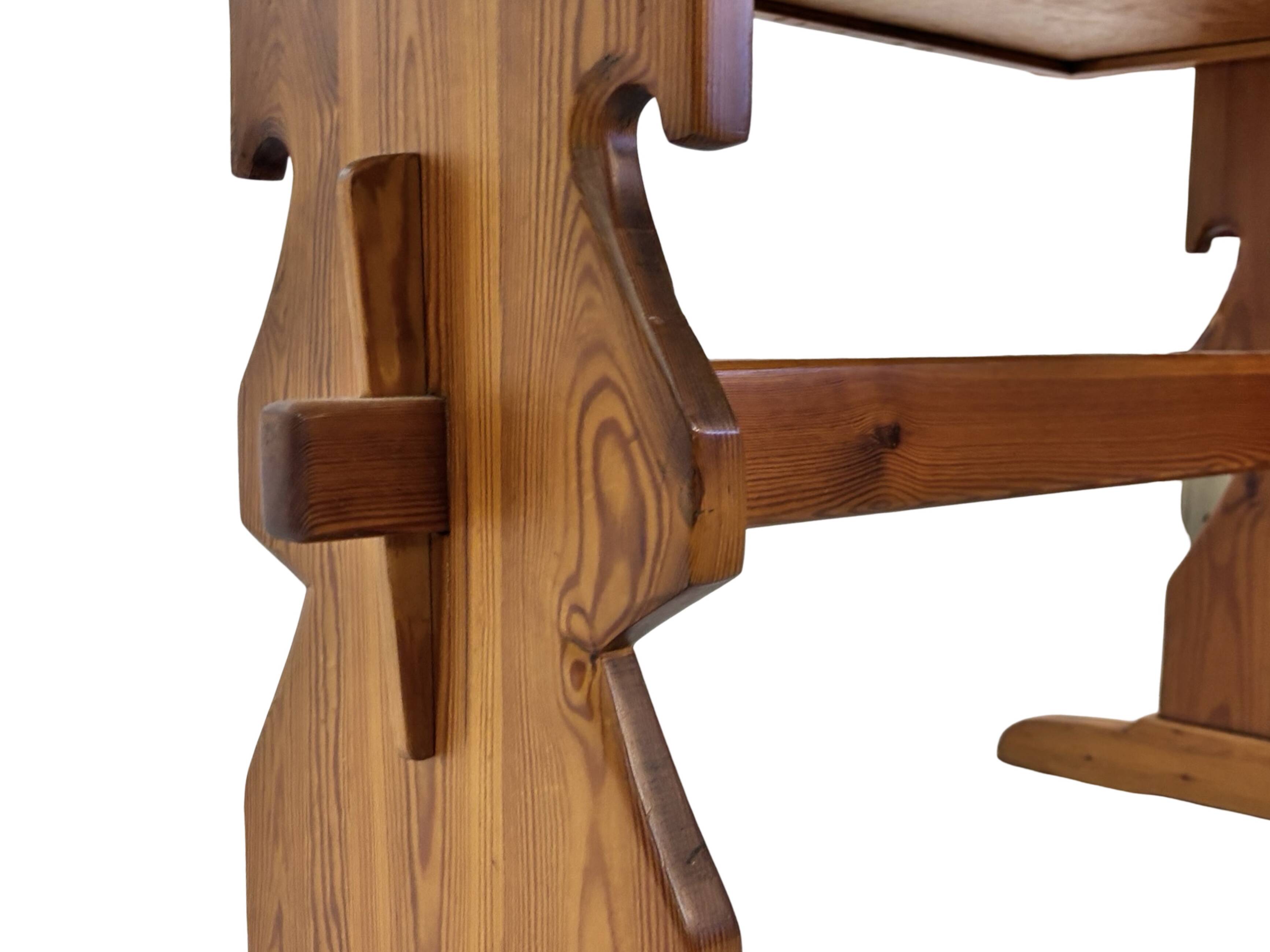 Vintage Pinewood Dining Table Desk with Drawer 60s Design