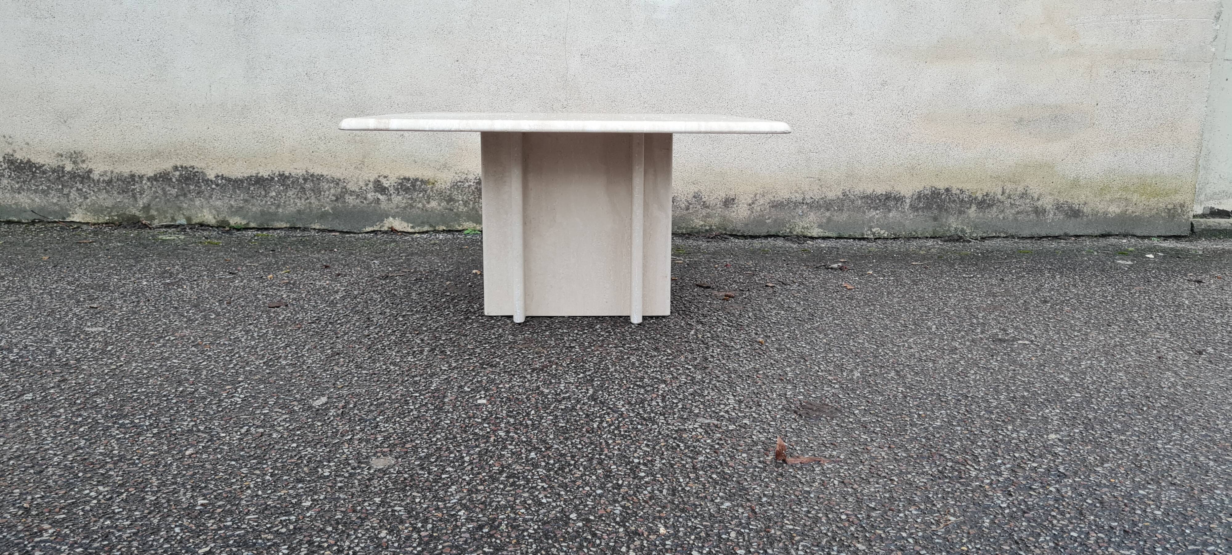 Square travertine coffee table