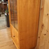 Art deco showcase in waved sycamore